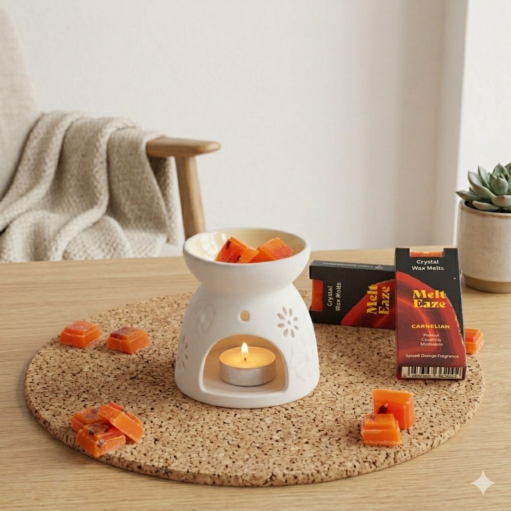 MeltEaze Wax Melts 50g - Carnelian Fire - Spiced Orange Melt Eaze Crystal