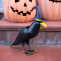 Metal Raven Ornament with Witch Hat