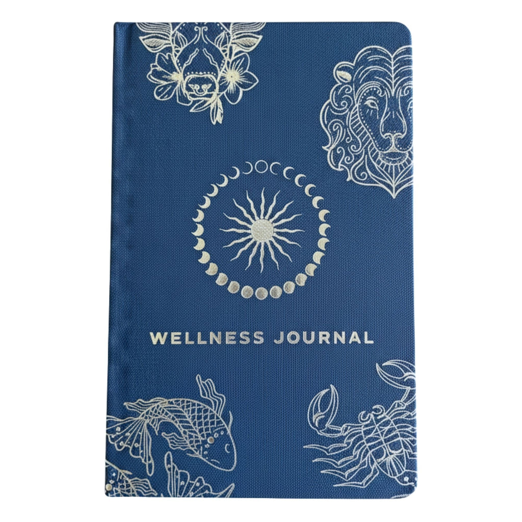 Midnight Blue Wellness Journal - 120 pages - Silver Zodiac & Gratitude Notebooks