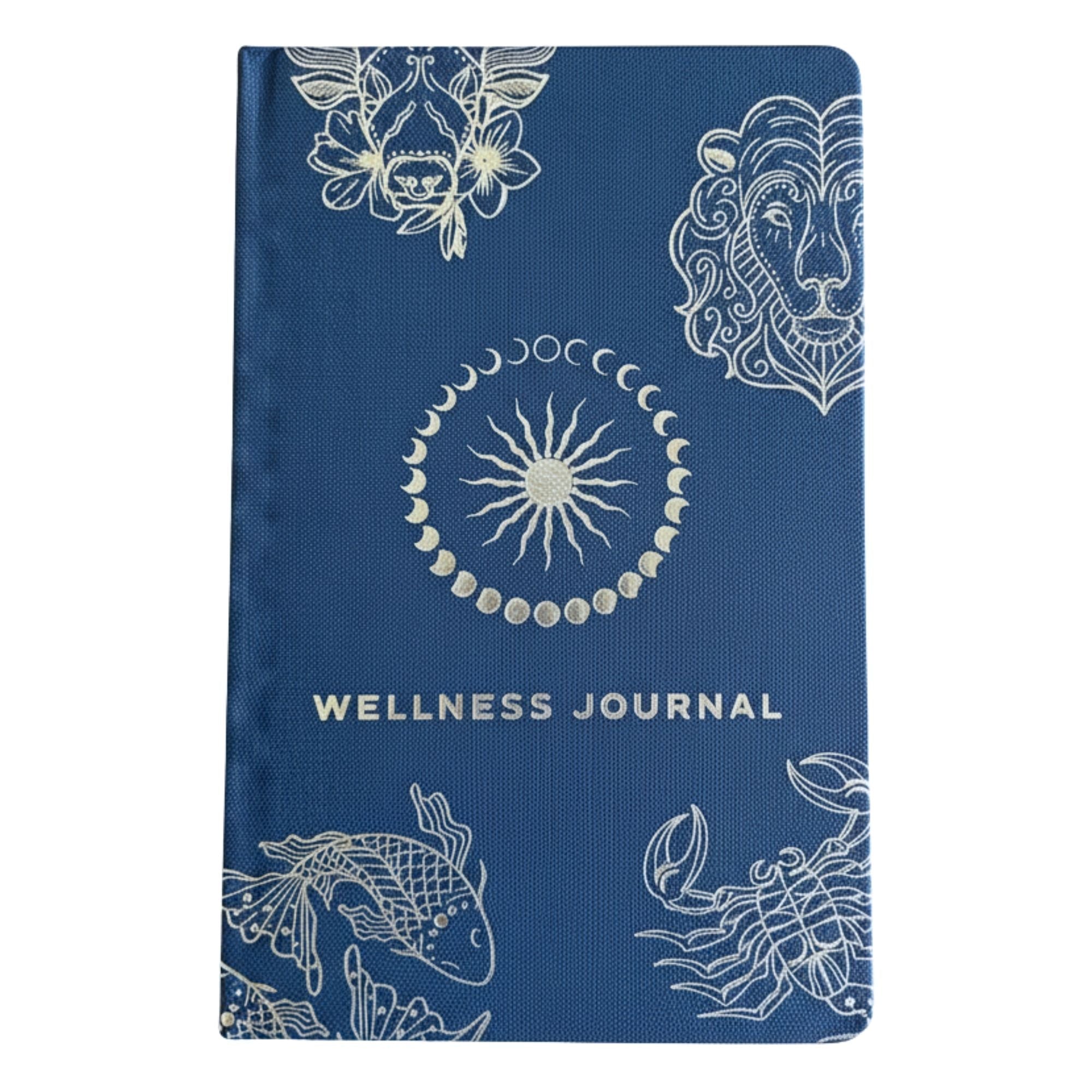 Midnight Blue Wellness Journal - 120 pages - Silver Zodiac & Gratitude Notebooks