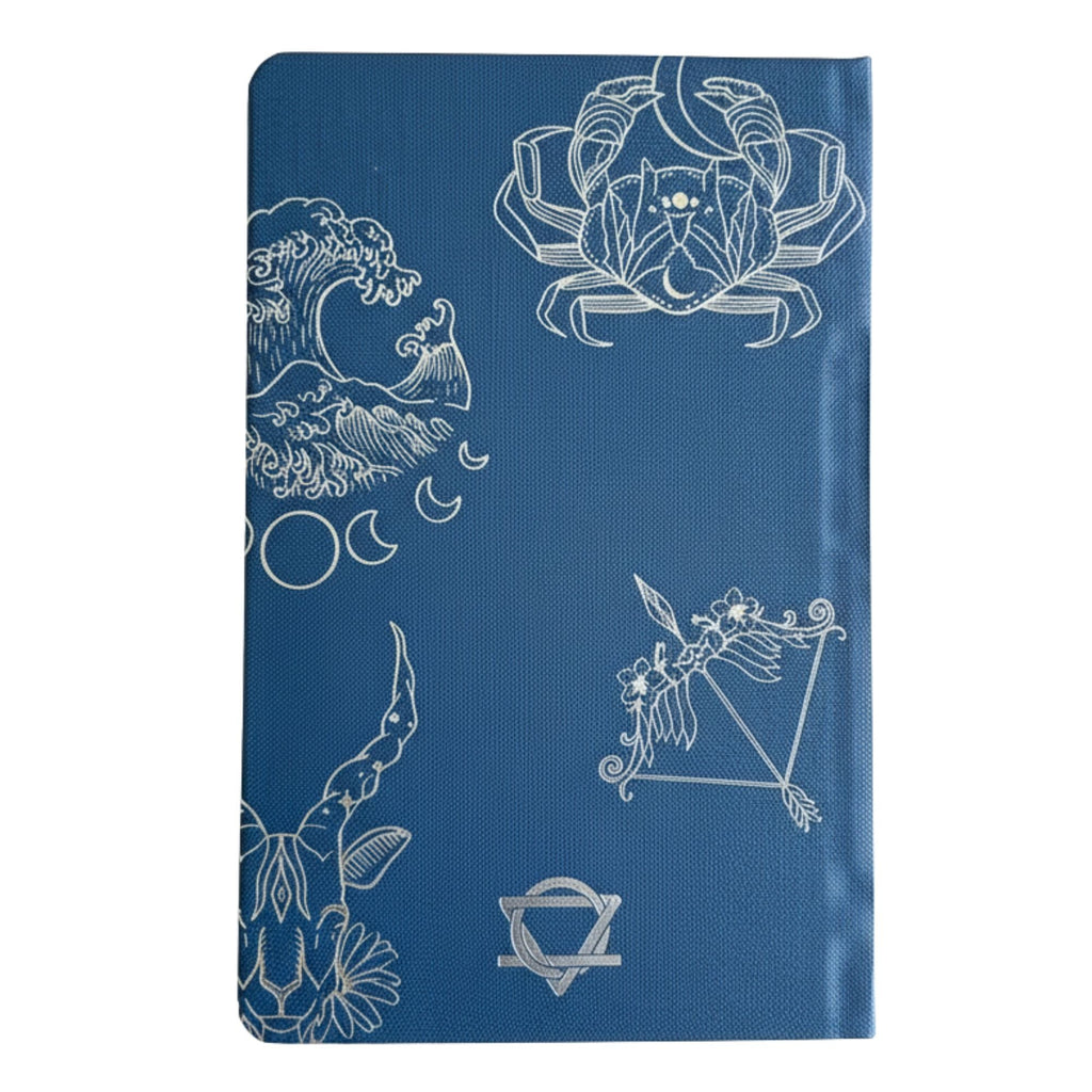 Midnight Blue Wellness Journal - 120 pages - Silver Zodiac & Gratitude Notebooks