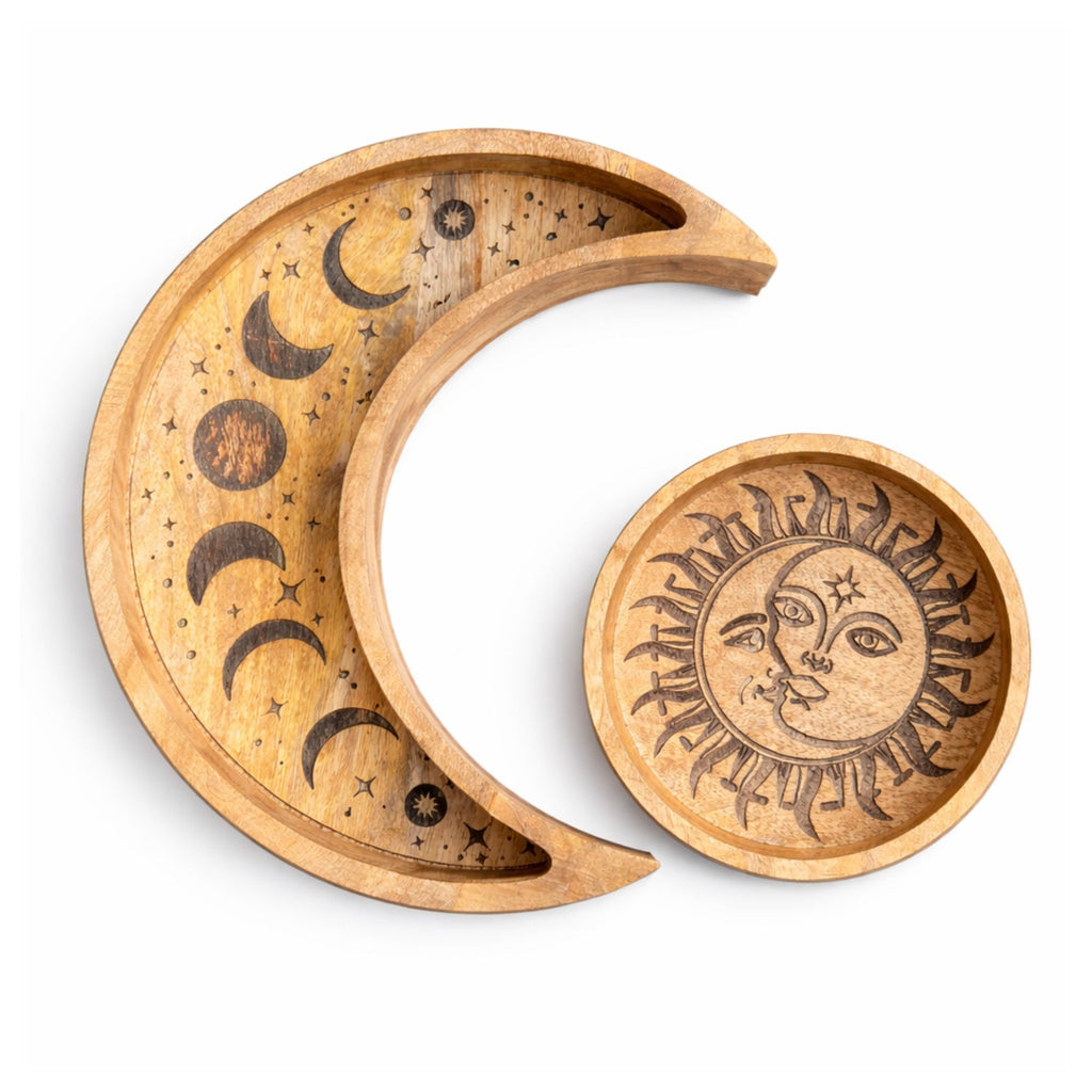 Moon Shaped Round Tray S/2 Tarot Card Storage & Reading Boxes