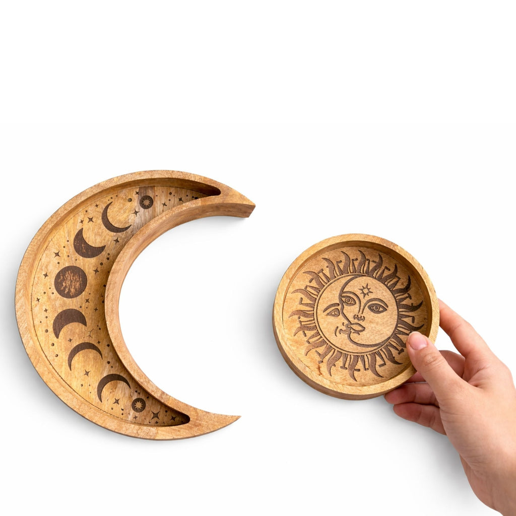 Moon Shaped Round Tray S/2 Tarot Card Storage & Reading Boxes