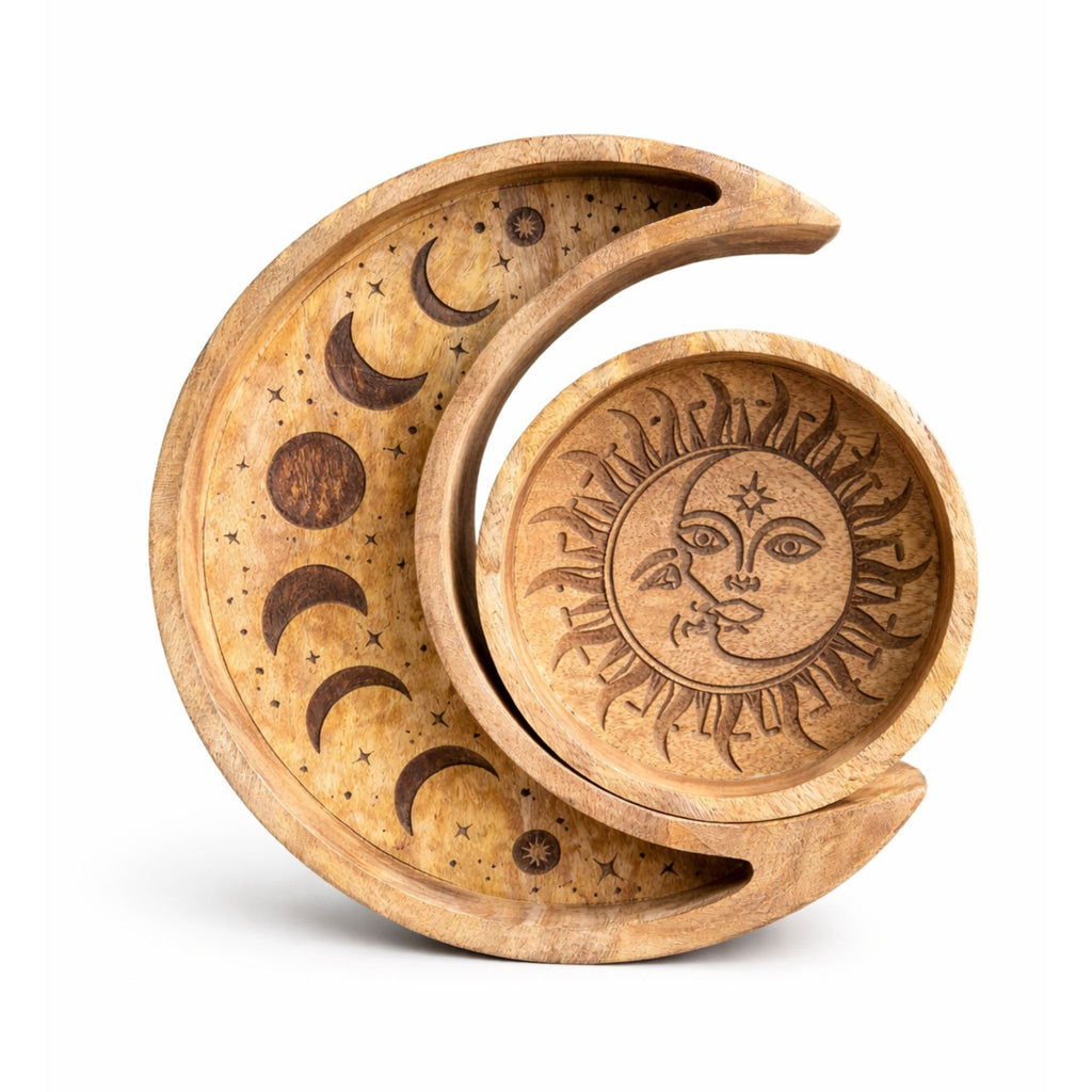 Moon Shaped Round Tray S/2 Tarot Card Storage & Reading Boxes