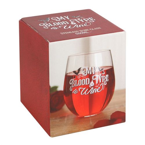 My Blood Type is Wine Stemless Wine Glass From Witch, Please!