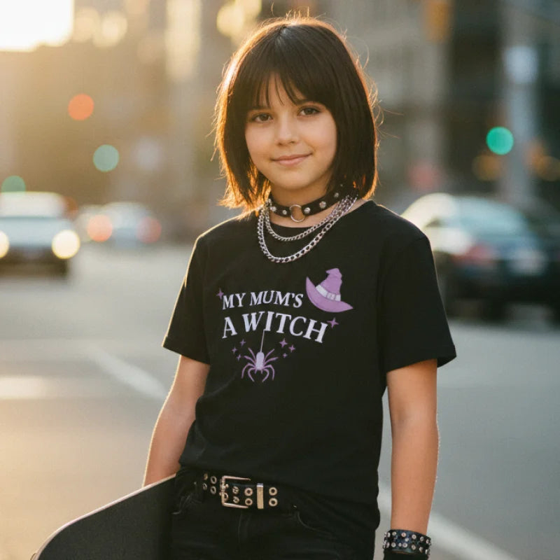 My Mum’s a Witch Graphic T-Shirt - Childrens Heavyweight Cotton Tee