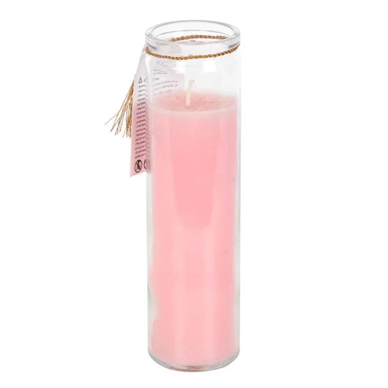 Mystic Rose Tube Candle with Quartz Crystals