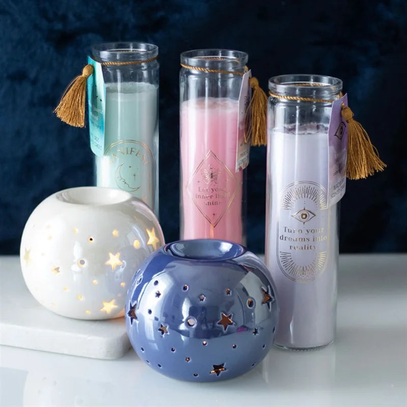 Mystic Rose Tube Candle with Quartz Crystals