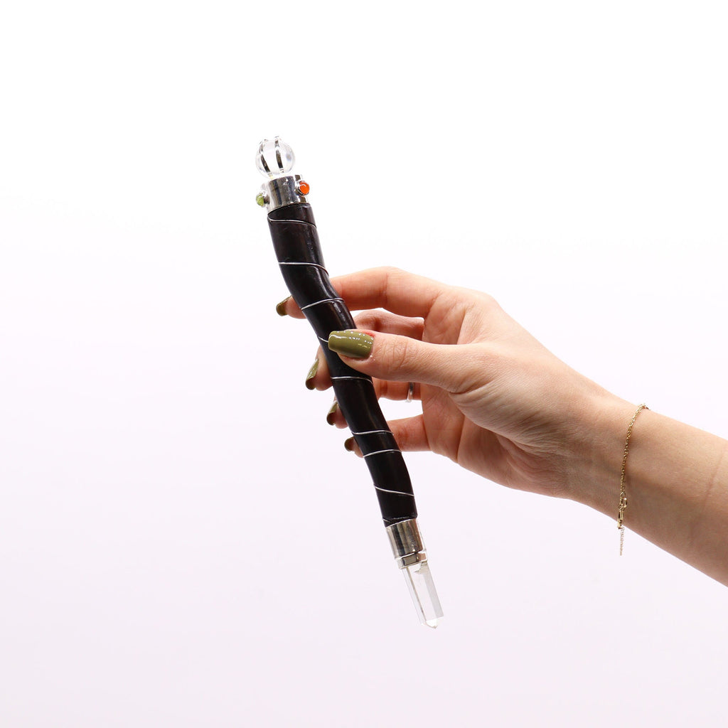 Natural Curved Wood and Rock Quartz Wand From Witch, Please!