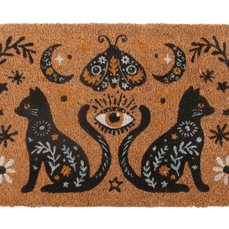 Natural Frightful Folk Cat Doormat