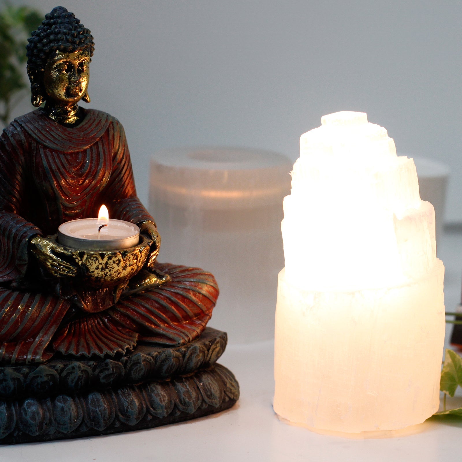 Natural Selenite Tower Lamp - 15 cm From Witch, Please!