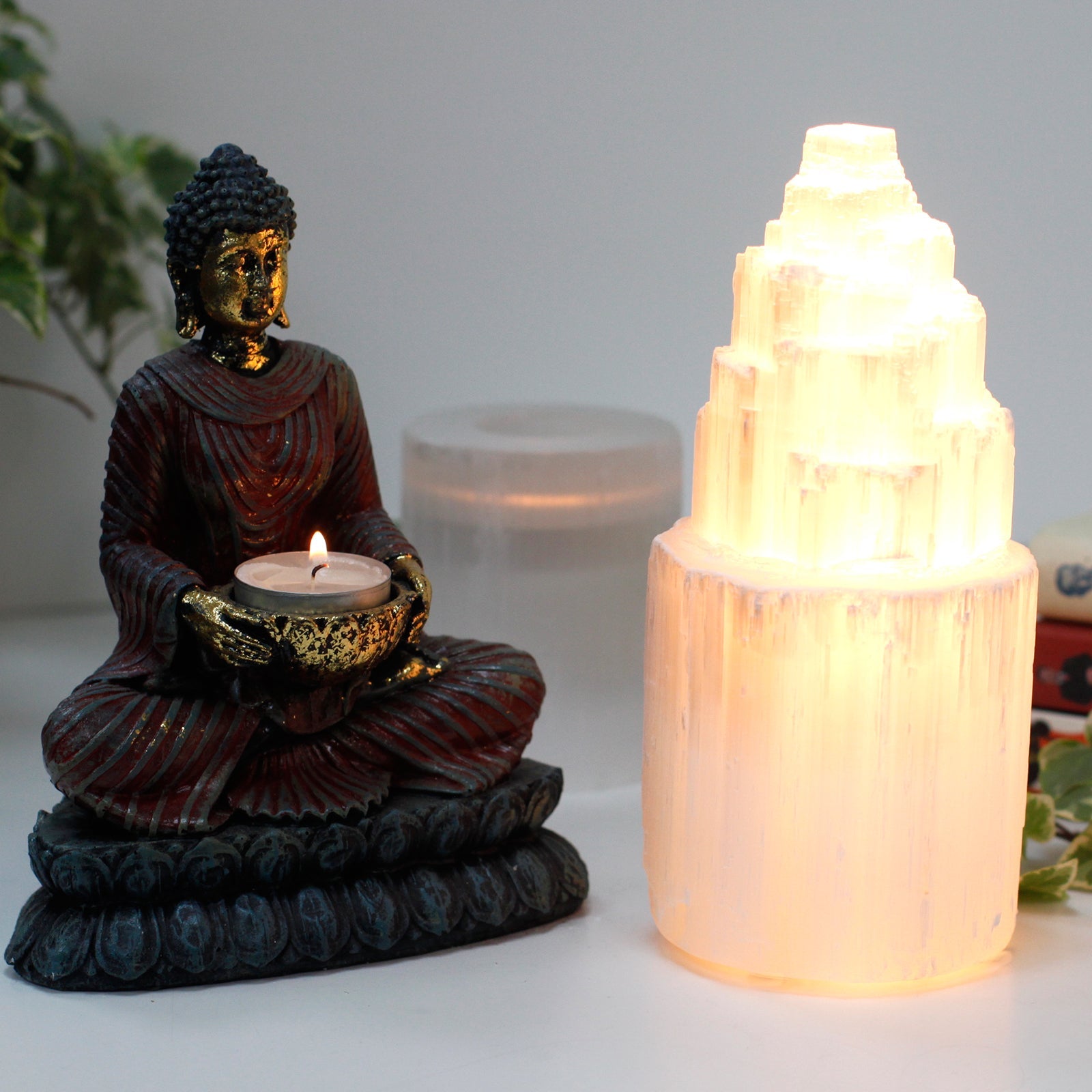 Natural Selenite Tower Lamp - 20 cm From Witch, Please!