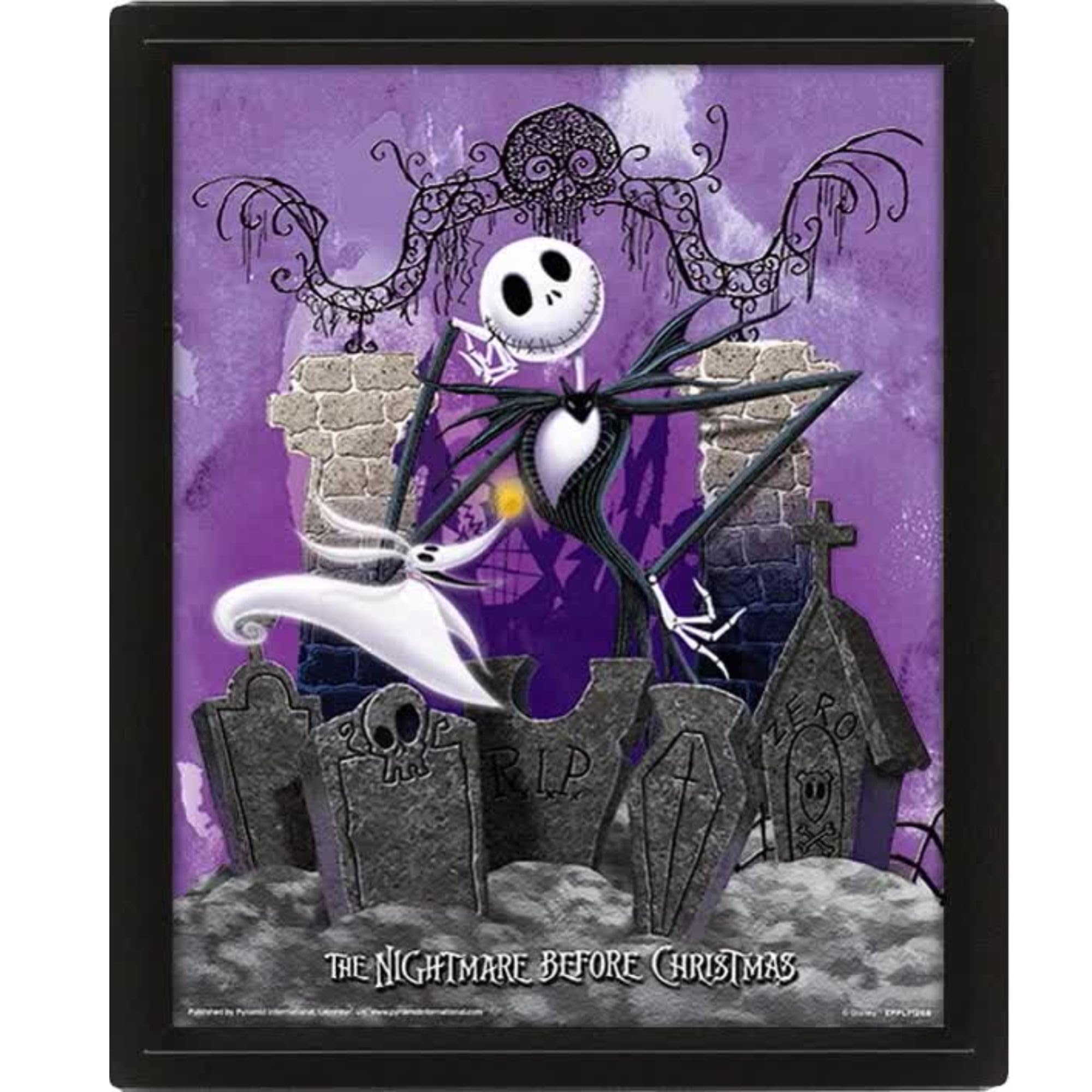 Nightmare Before Christmas (Graveyard) 10 x 8" 3D Lenticular Poster (Framed)