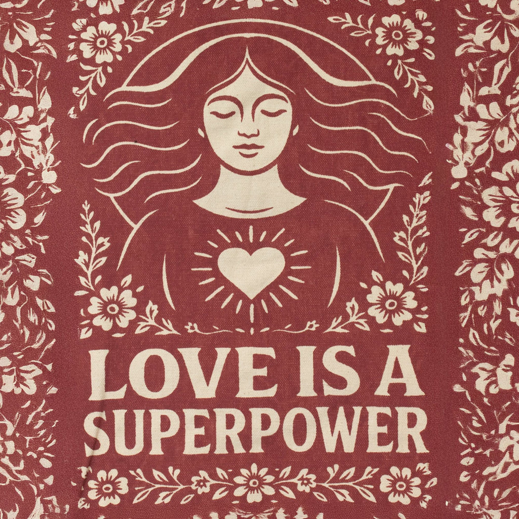 Nomad Sari Iconic Toni Tote Bag - Love is a Super Power - Natural 10oz Bags – Basic & Classic