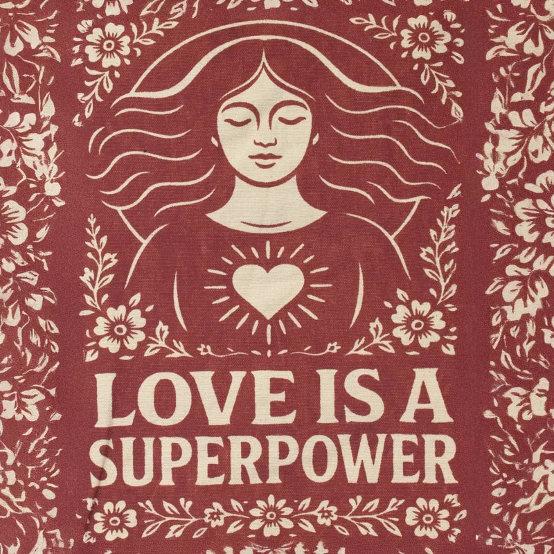 Nomad Sari Iconic Toni Tote Bag - Love is a Super Power - Natural 10oz Bags – Basic & Classic