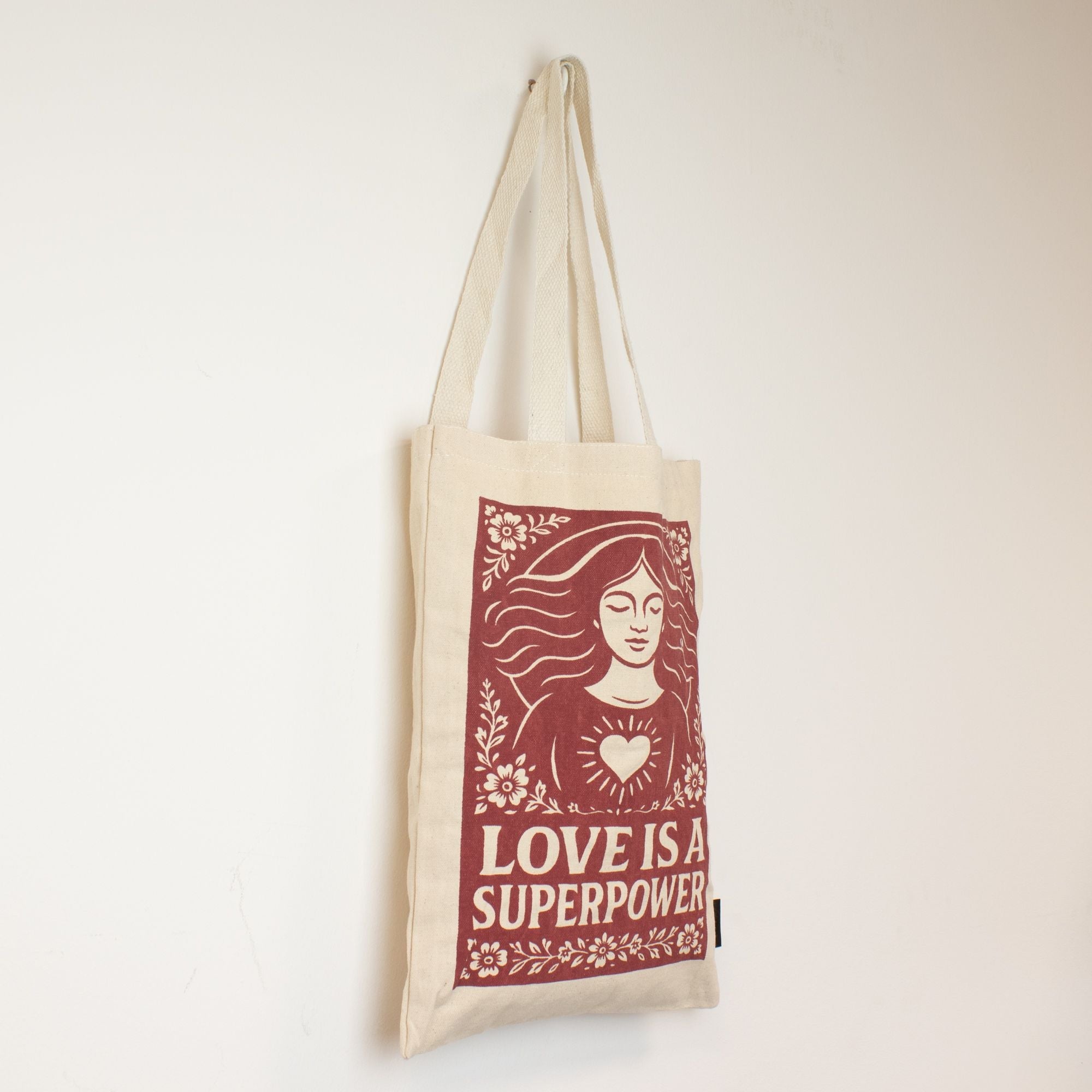 Nomad Sari Iconic Toni Tote Bag - Love is a Super Power - Natural 10oz Bags – Basic & Classic
