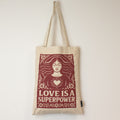 Nomad Sari Iconic Toni Tote Bag - Love is a Super Power - Natural 10oz Bags – Basic & Classic