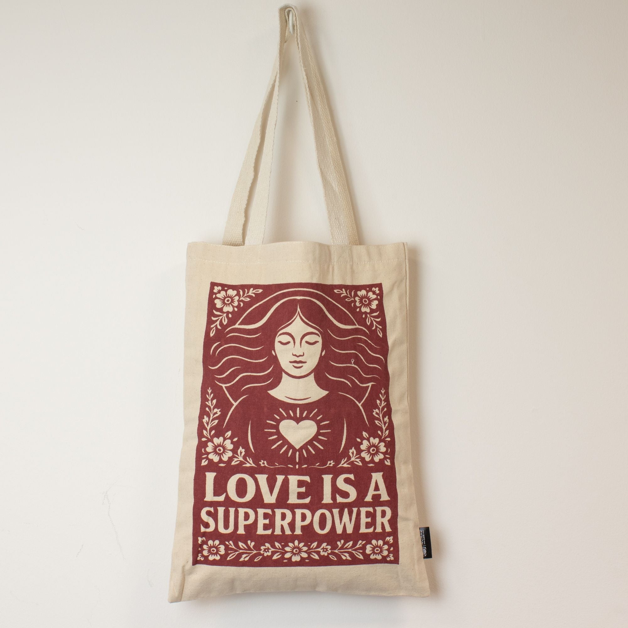 Nomad Sari Iconic Toni Tote Bag - Love is a Super Power - Natural 10oz Bags – Basic & Classic