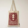 Nomad Sari Iconic Toni Tote Bag - Love is a Super Power - Natural 10oz Bags – Basic & Classic