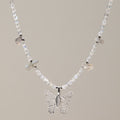 Nymph Labradorite Gemstone Necklace with Real Leaf Butterfly Pendant Necklaces