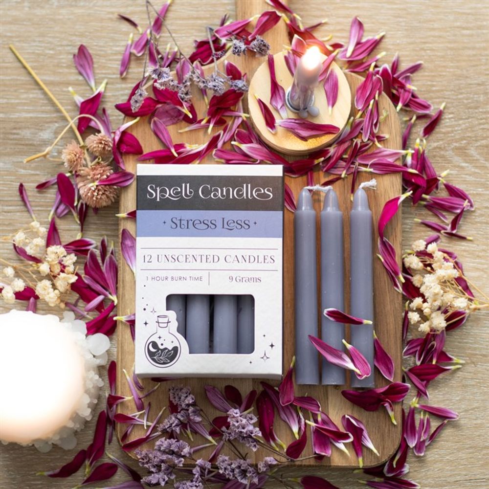 Pack of 12 Stress Less Spell Candles From Witch, Please!