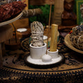 Palo Santo Stick & Smudge Holder - Mandala - White Grey Ceramic