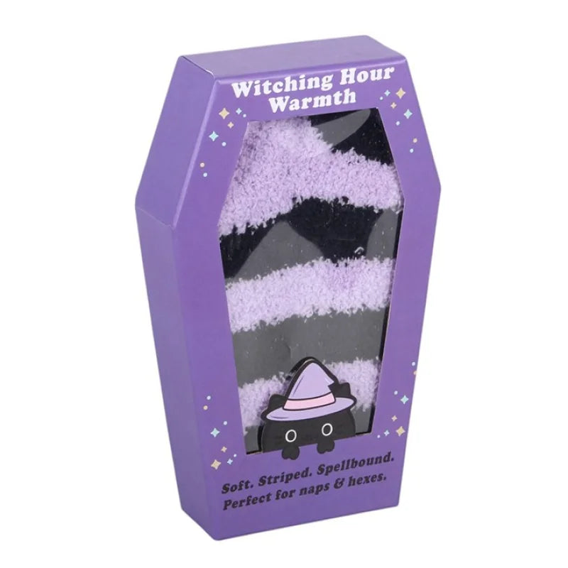 Pastel Purple Striped Socks in Coffin Gift Box