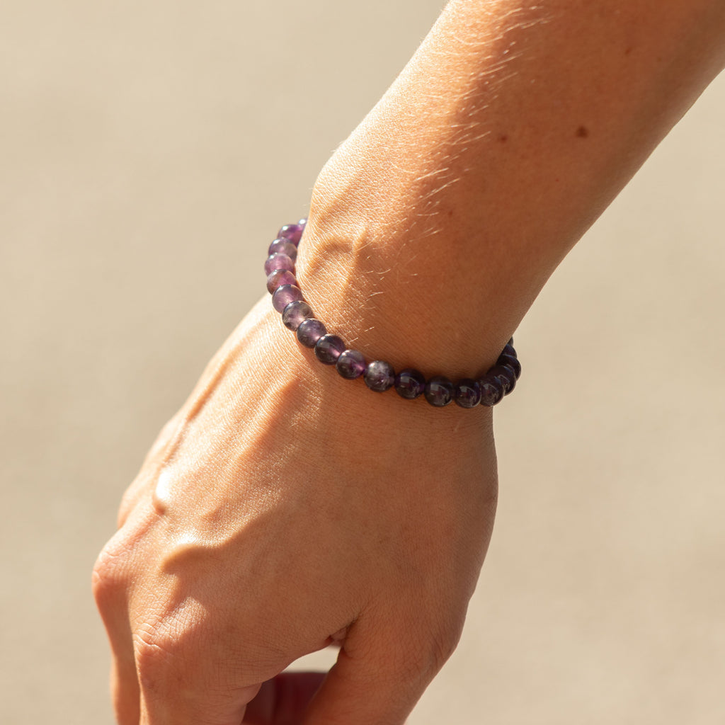Petite Power Bracelet (17cmx6mm) - Amethyst Gemstone Bracelets – 6mm Beads