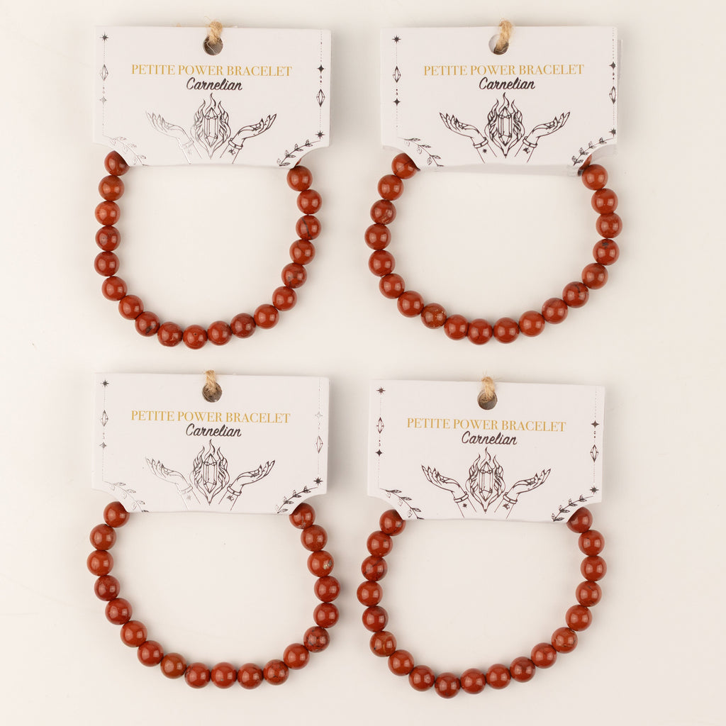 Petite Power Bracelet (17cmx6mm) - Carnelian Gemstone Bracelets – 6mm Beads