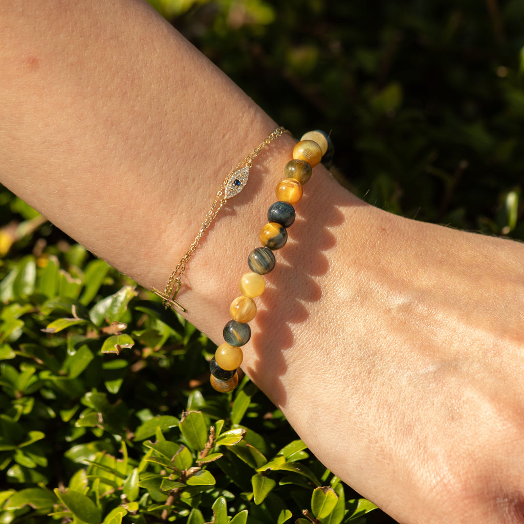 Petite Power Bracelet (17cmx6mm) - Dream Tigereye Gemstone Bracelets – 6mm Beads
