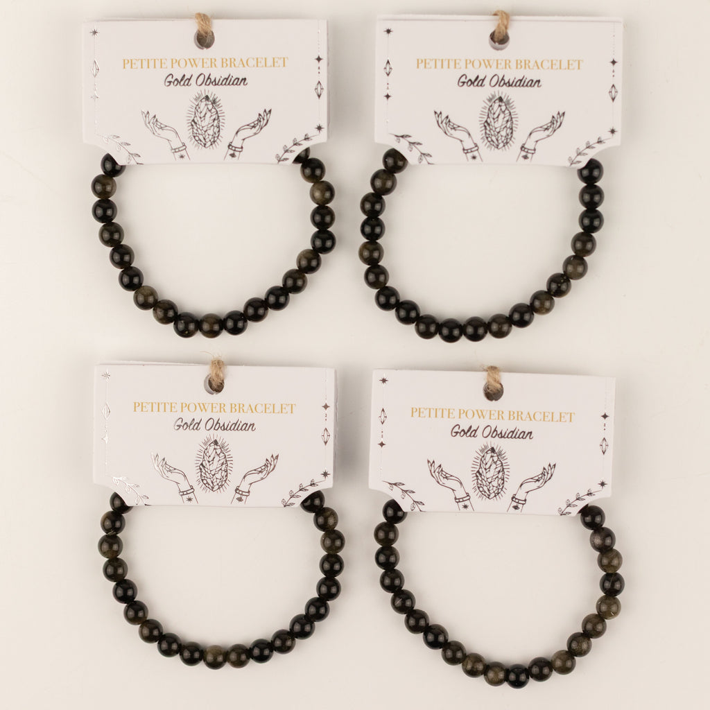Petite Power Bracelet (17cmx6mm) - Gold Obsidian Gemstone Bracelets – 6mm Beads
