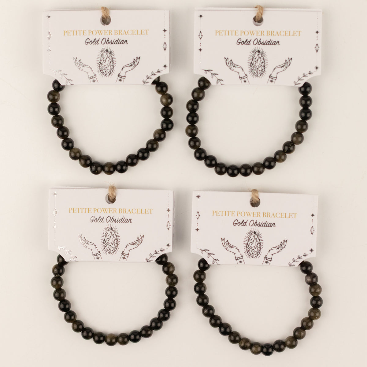 Petite Power Bracelet (17cmx6mm) - Gold Obsidian Gemstone Bracelets – 6mm Beads