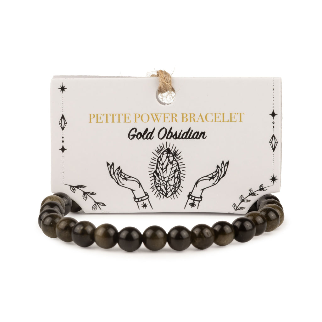 Petite Power Bracelet (17cmx6mm) - Gold Obsidian Gemstone Bracelets – 6mm Beads