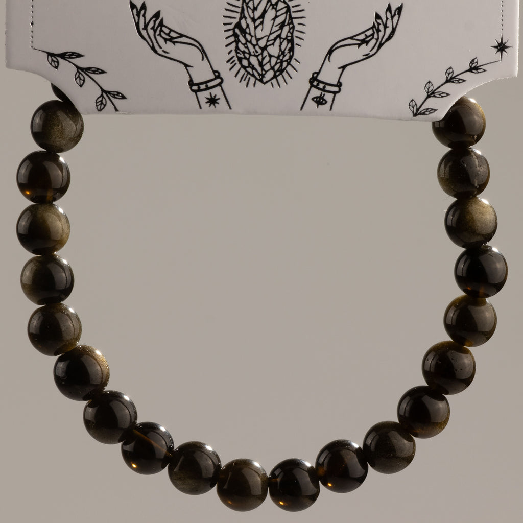 Petite Power Bracelet (17cmx6mm) - Gold Obsidian Gemstone Bracelets – 6mm Beads