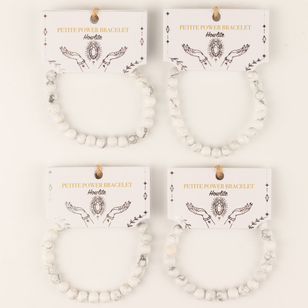Petite Power Bracelet (17cmx6mm) - Howlite Gemstone Bracelets – 6mm Beads