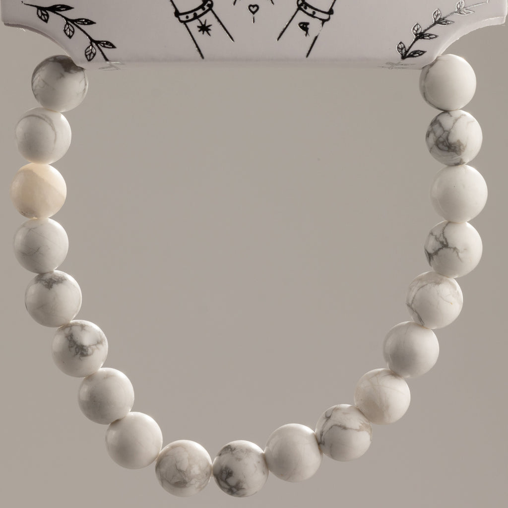 Petite Power Bracelet (17cmx6mm) - Howlite Gemstone Bracelets – 6mm Beads
