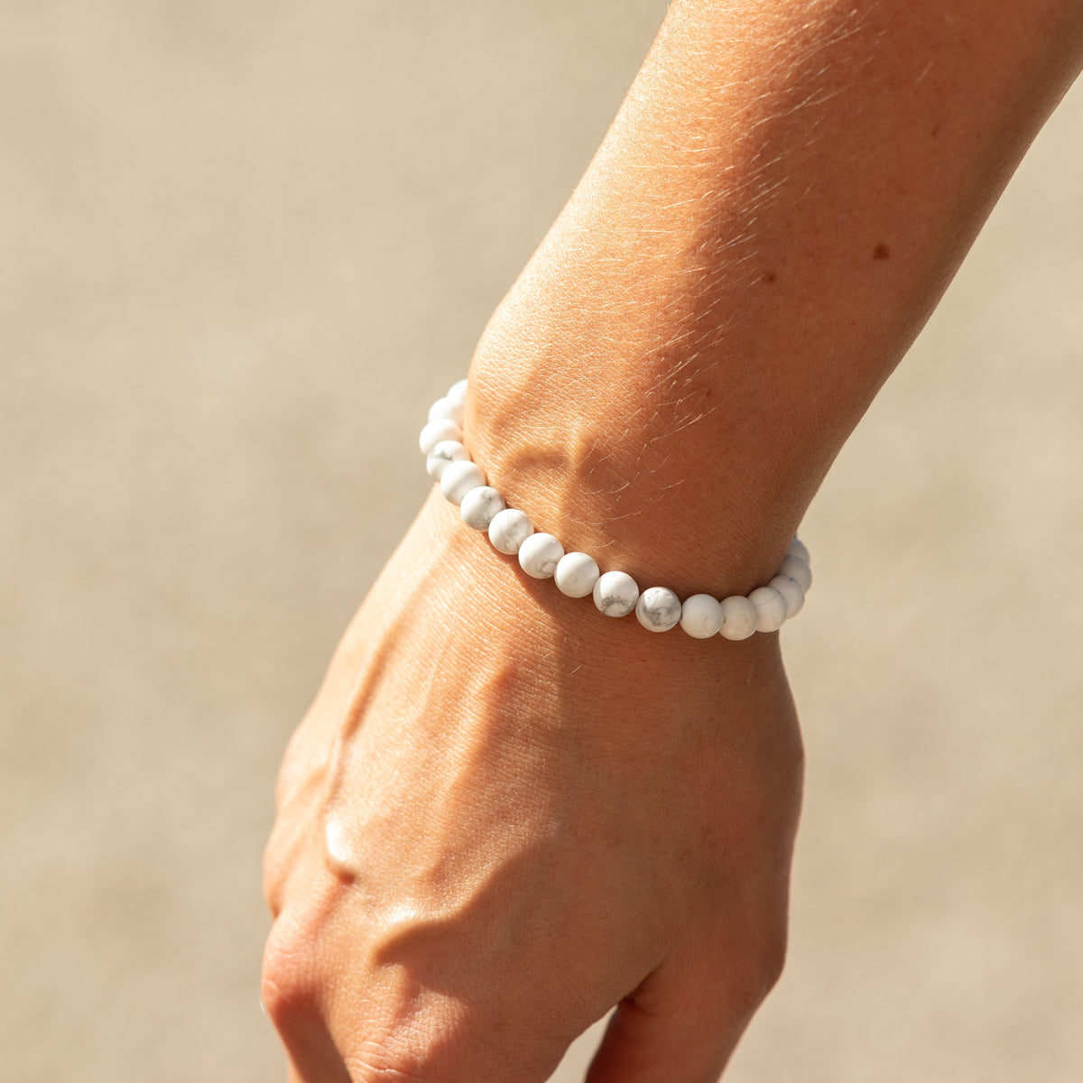 Petite Power Bracelet (17cmx6mm) - Howlite Gemstone Bracelets – 6mm Beads