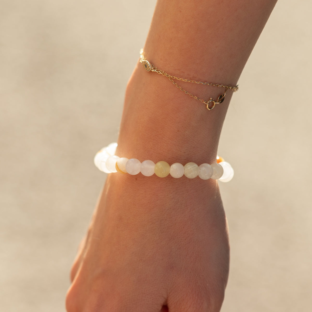 Petite Power Bracelet (17cmx6mm) - Moon Jade Gemstone Bracelets – 6mm Beads