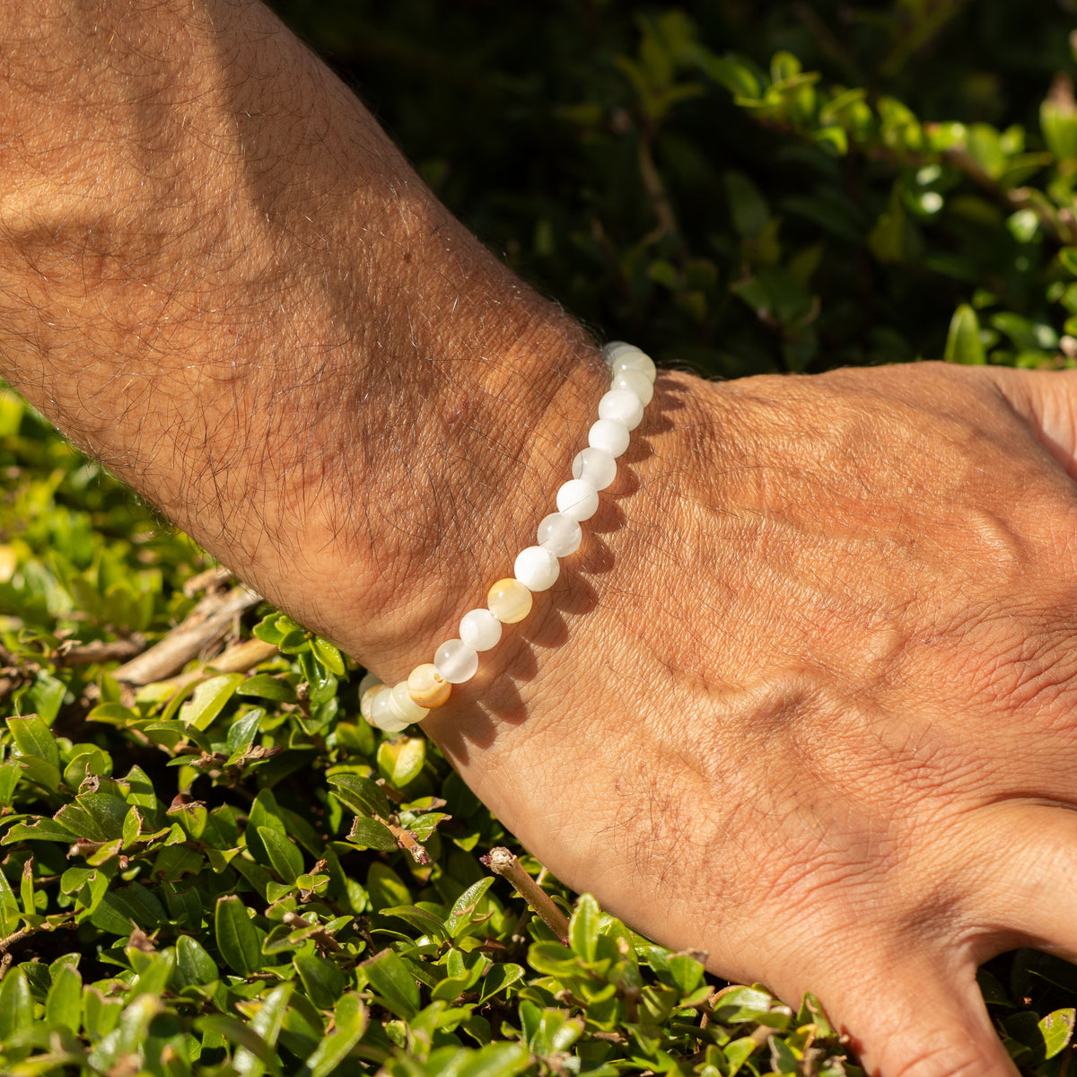 Petite Power Bracelet (17cmx6mm) - Moon Jade Gemstone Bracelets – 6mm Beads