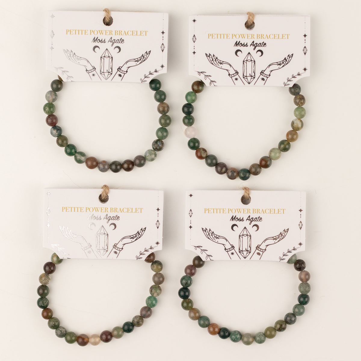 Petite Power Bracelet (17cmx6mm) - Moss Agate Gemstone Bracelets – 6mm Beads