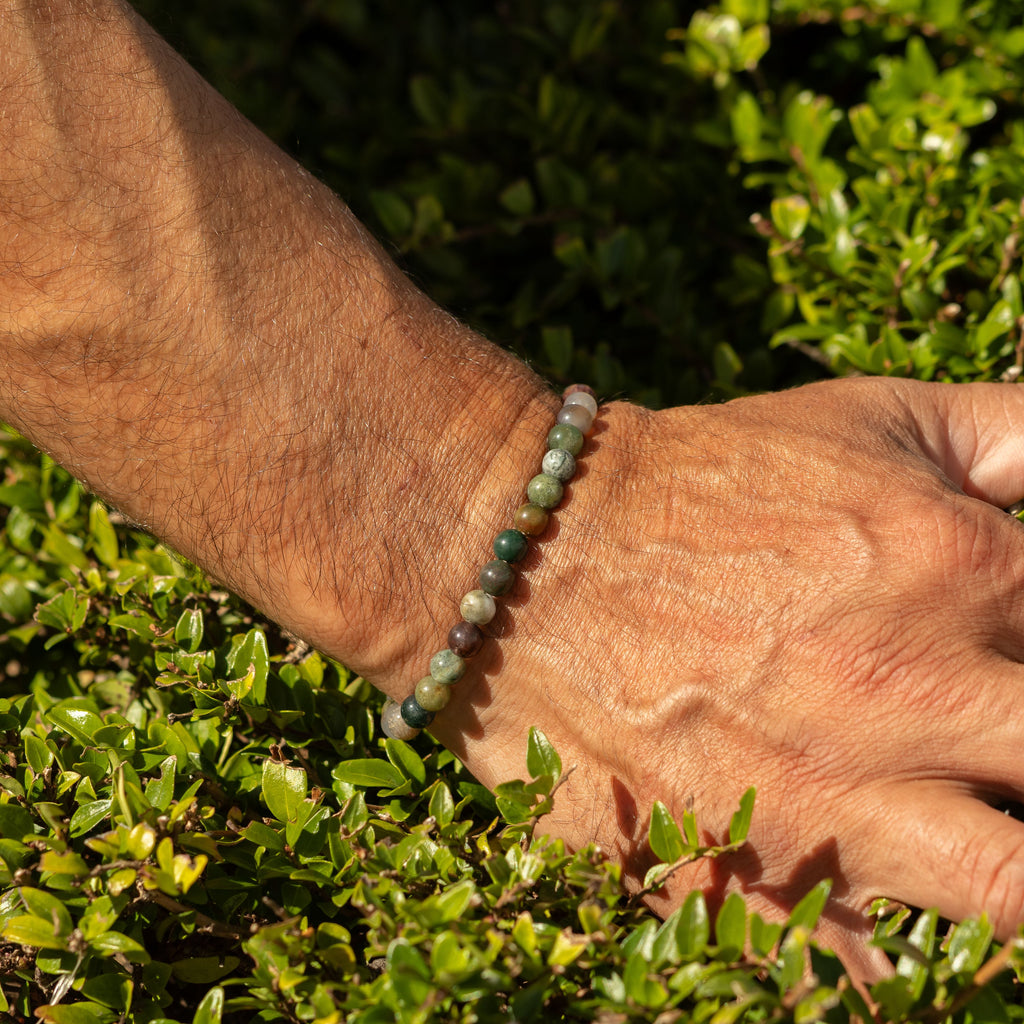 Petite Power Bracelet (17cmx6mm) - Moss Agate Gemstone Bracelets – 6mm Beads