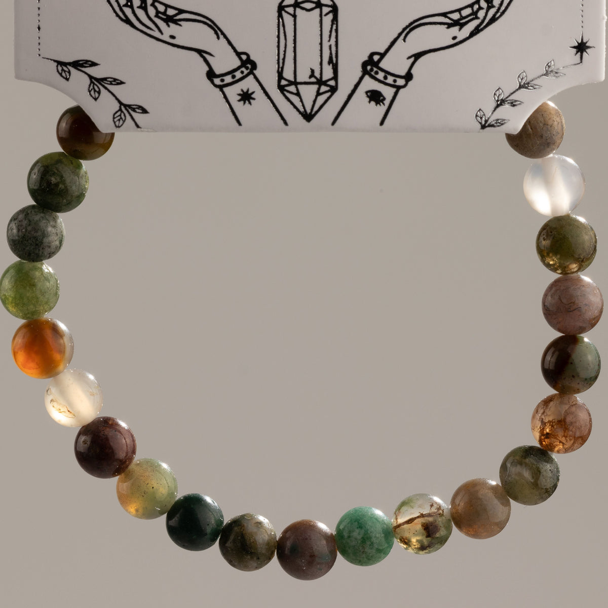 Petite Power Bracelet (17cmx6mm) - Moss Agate Gemstone Bracelets – 6mm Beads