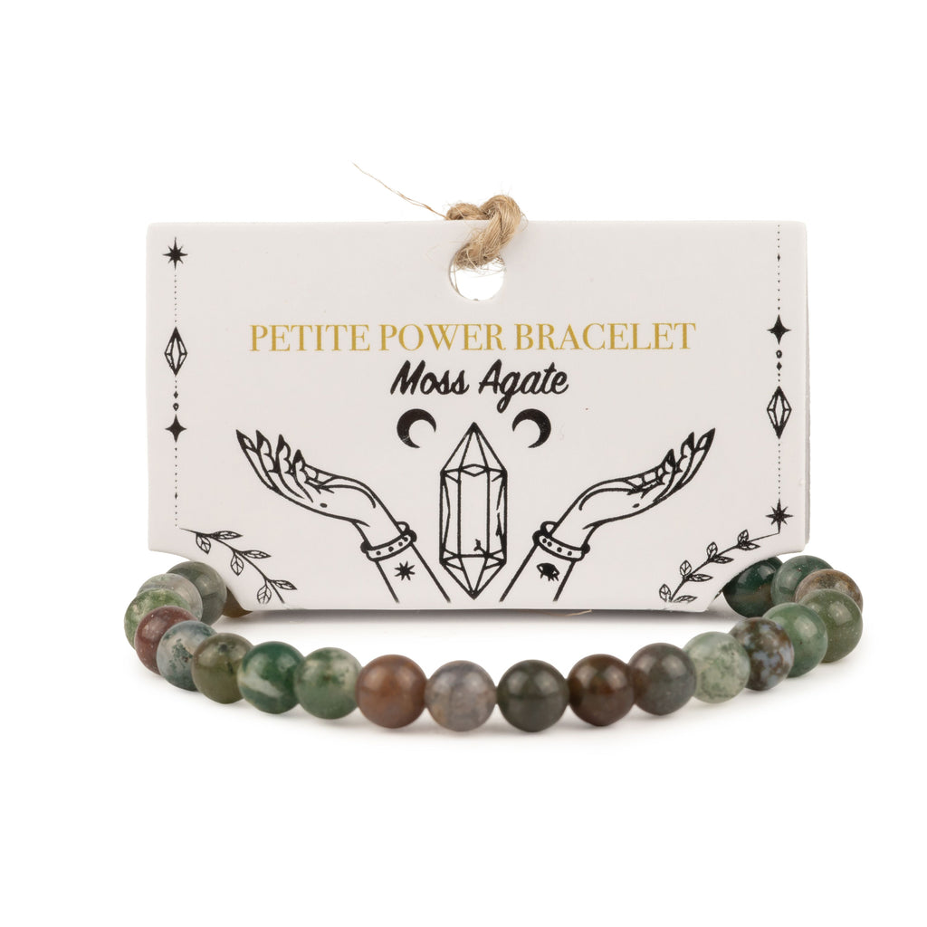 Petite Power Bracelet (17cmx6mm) - Moss Agate Gemstone Bracelets – 6mm Beads