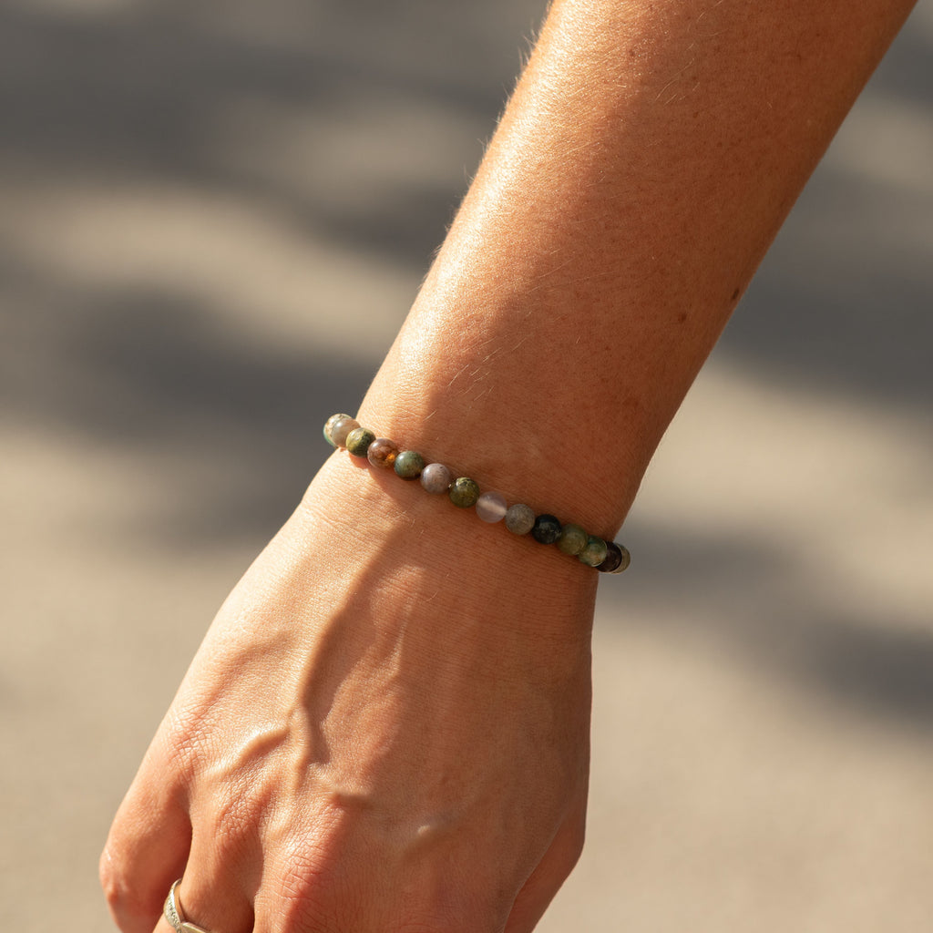 Petite Power Bracelet (17cmx6mm) - Moss Agate Gemstone Bracelets – 6mm Beads