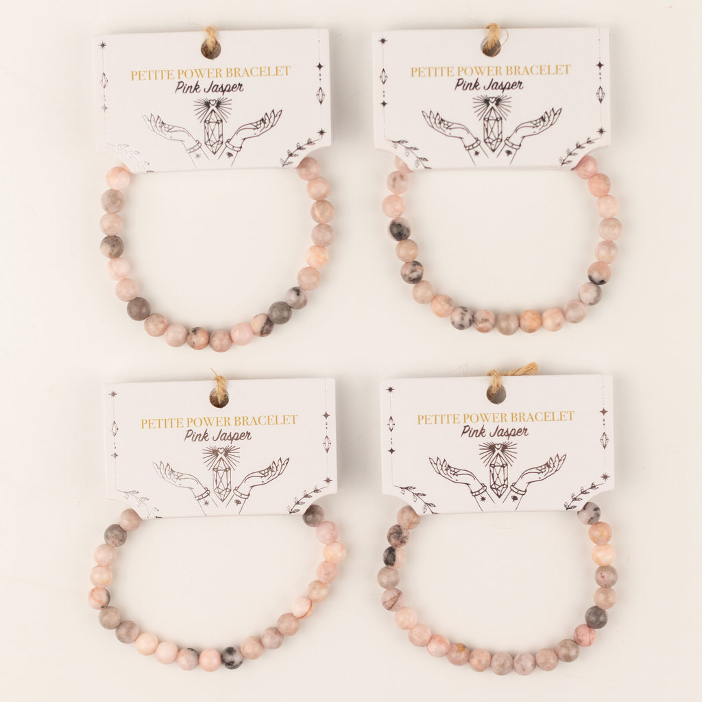 Petite Power Bracelet (17cmx6mm) - Pink Jasper Gemstone Bracelets – 6mm Beads