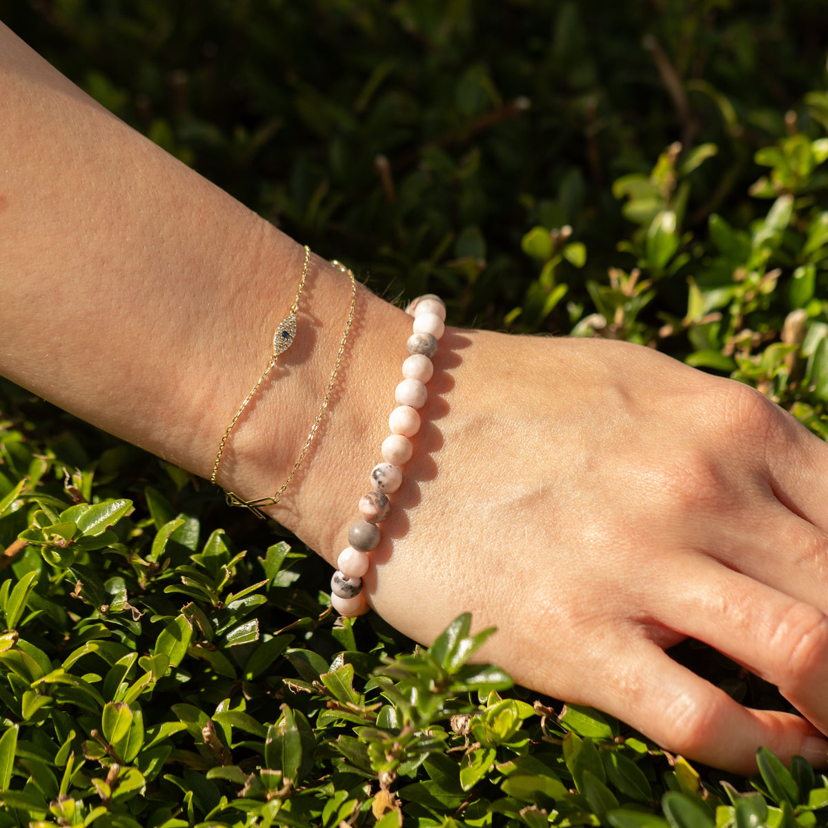 Petite Power Bracelet (17cmx6mm) - Pink Jasper Gemstone Bracelets – 6mm Beads