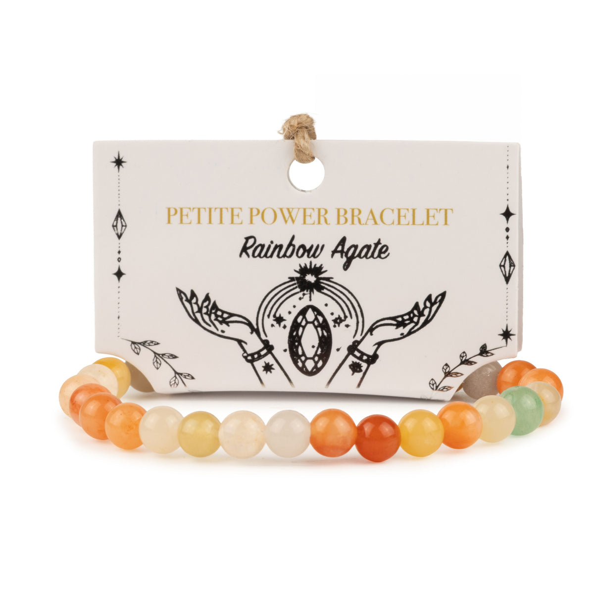 Petite Power Bracelet (17cmx6mm) - Rainbow Agate Gemstone Bracelets – 6mm Beads