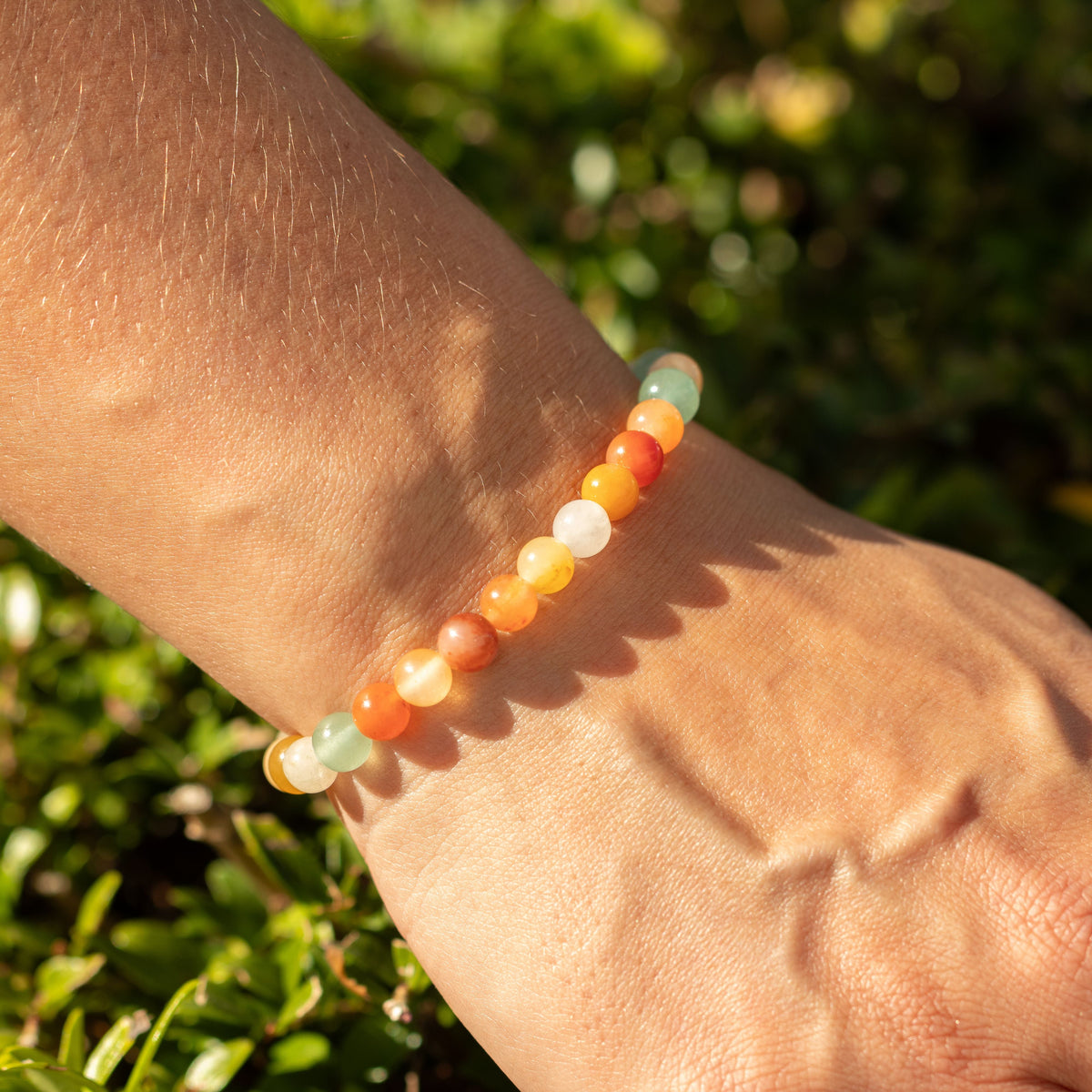 Petite Power Bracelet (17cmx6mm) - Rainbow Agate Gemstone Bracelets – 6mm Beads