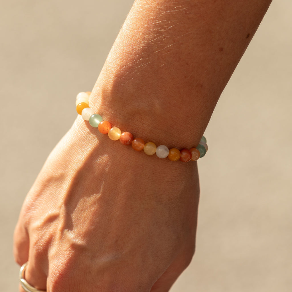 Petite Power Bracelet (17cmx6mm) - Rainbow Agate Gemstone Bracelets – 6mm Beads