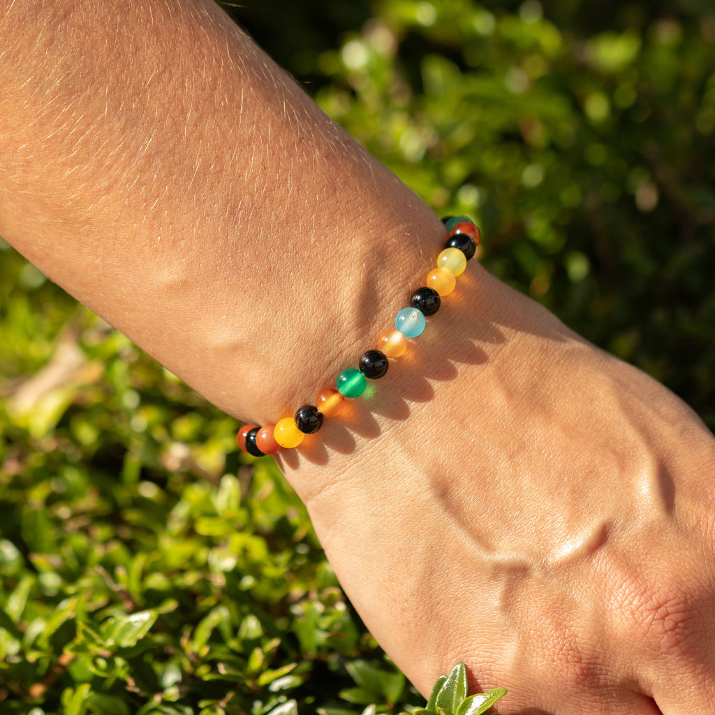 Petite Power Bracelet (17cmx6mm) - Rainbow Jade Gemstone Bracelets – 6mm Beads